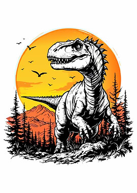 Dinosaur Landscape Illustration