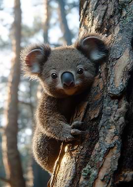 Cute Koala Climbing a Tree