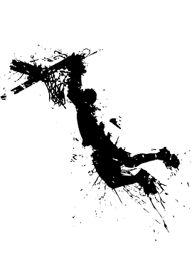 Basketball Dunk Silhouette with Ink Splatter