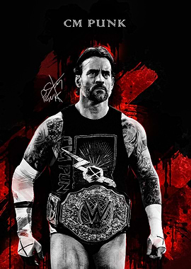 CM Punk Wrestling Champion Portrait