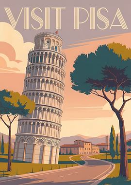 Visit Pisa Travel Poster