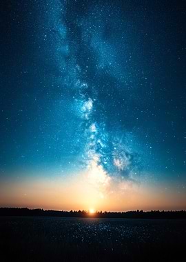Milky Way over landscape at sunset