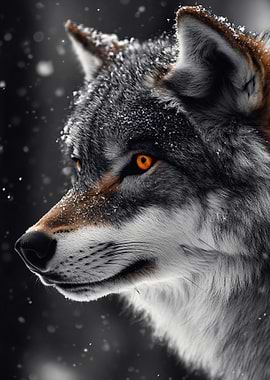 Wolf Profile in Winter Snow