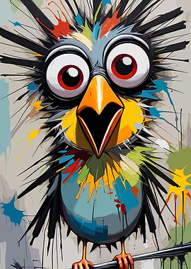 Colorful Cartoon Bird Digital Art