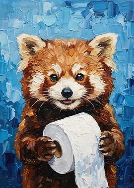 Red Panda with Toilet Paper