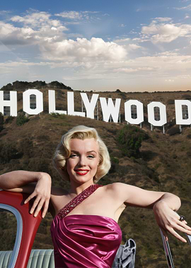 Marilyn Monroe with Hollywood Sign