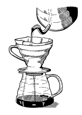 Pour-Over Coffee Brewing Illustration