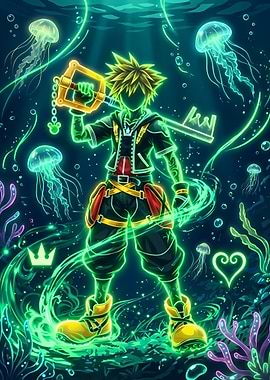 Kingdom Hearts Sora Underwater Neon