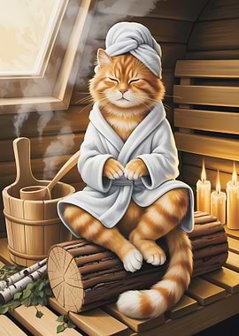 Cat in Sauna