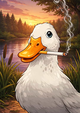 Smoking Duck by the Lake