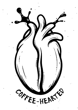 Coffee-Hearted Black and White Illustration