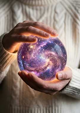 Galaxy in Hands: Mystical Cosmic Sphere Art
