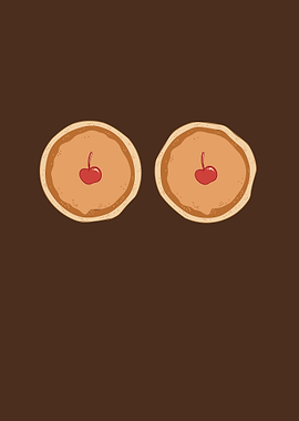 Two Pancakes with Cherries Illustration