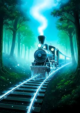 Mystical Train in Enchanted Forest