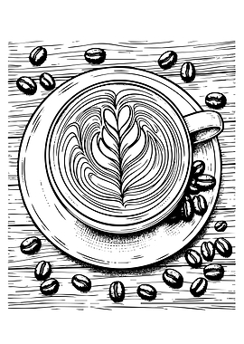 Latte Art Coffee Cup Illustration
