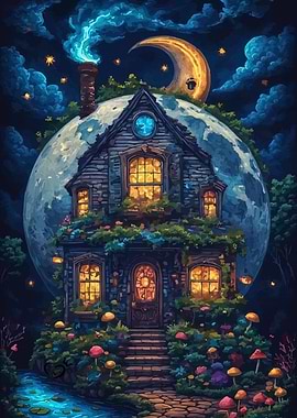 Whimsical House on the Moon