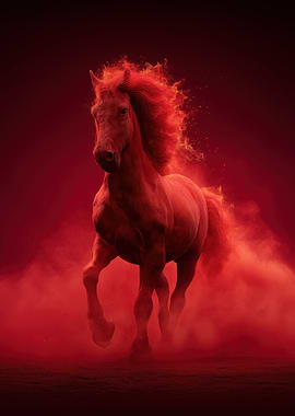 Red Fiery Horse Galloping