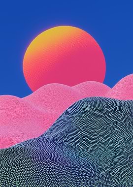 Abstract Landscape with Sun and Hills