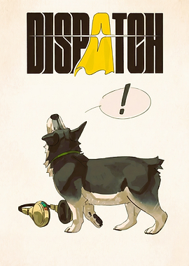 Dispatch Dog with Headphones Illustration