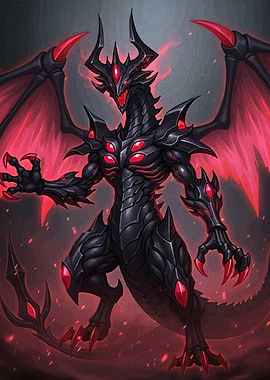 Black and Red Armored Dragon