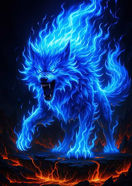 Blue Fire Wolf