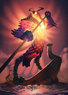 Mystical Figure on Boat