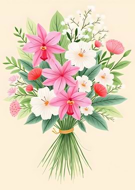 Floral Bouquet with Pink and White Flowers