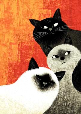 Three Cats Illustration