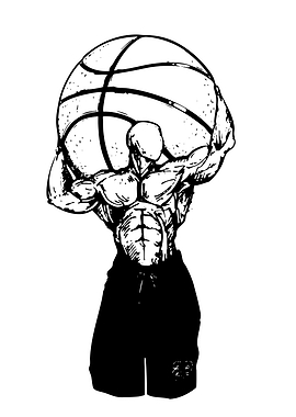 Muscular Figure Lifting Basketball Illustration