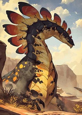 Fantasy Dragon in Desert Landscape