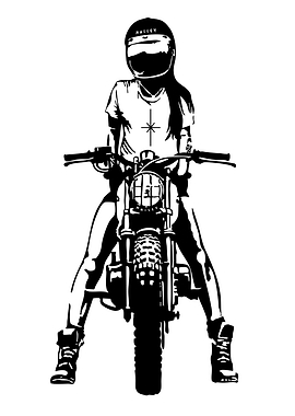 Motorcycle Girl Black and White