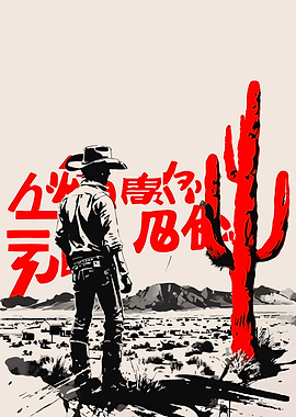 Western Cowboy with Cactus and Text