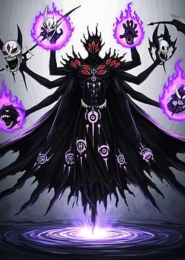 Dark Multi-Armed Sorcerer with Skull Minions