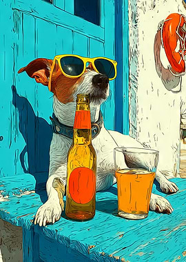 Cool Dog with Beer