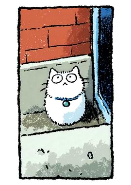 Cartoon Cat with Blue Collar