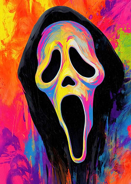 Colorful Scream Mask Art