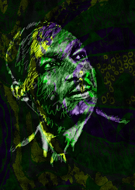 Abstract Portrait in Green and Purple
