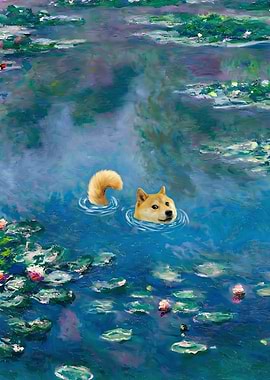 Doge in Water Lilies