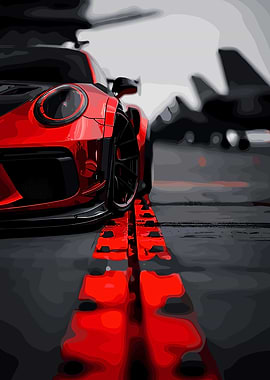 Red Sports Car on Runway
