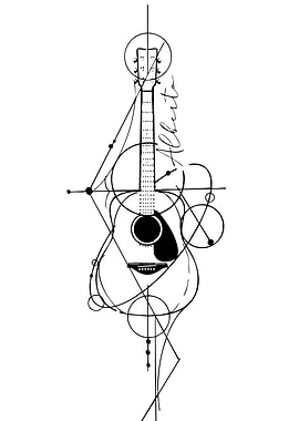 Abstract Guitar Line Art