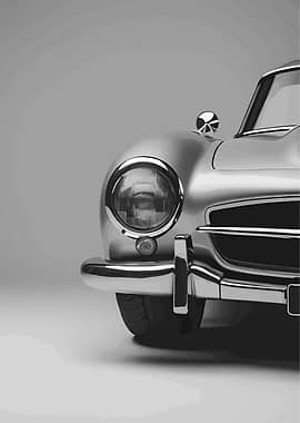 Classic Silver Car Front View