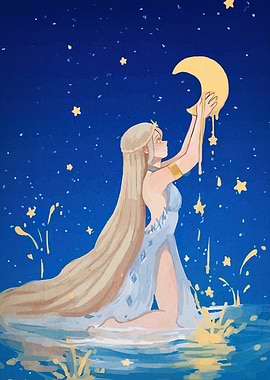 Celestial Woman with Moon and Stars