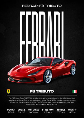 Ferrari F8 Tributo Red Car