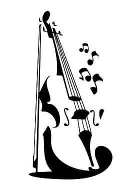 Cello Silhouette with Music Notes