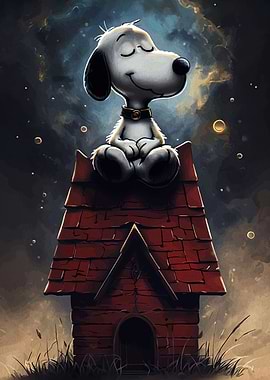 Meditative Snoopy on Doghouse