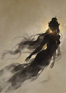 Ethereal Woman with Golden Halo