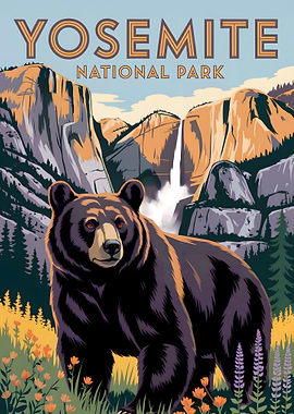 Yosemite National Park Bear Illustration