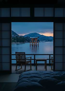 Japanese Room with Torii Gate View