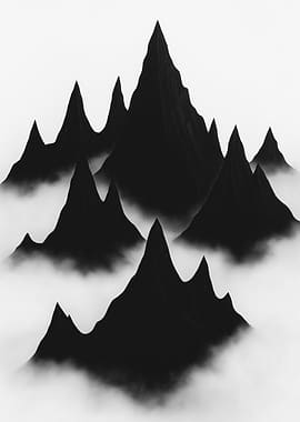 Black Mountains in Mist