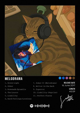 Cat Listening to Melodrama Album